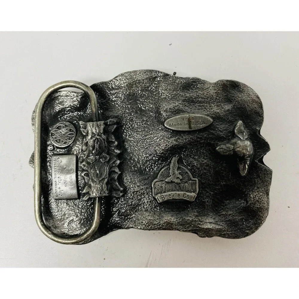 Siskiyou 1986 Patriotic Belt Buckle Man On Horse‎ Made USA Vintage